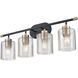 Renitta 4 Light 28.1 inch Matte Black/Modern Gold Vanity Light Wall Light
